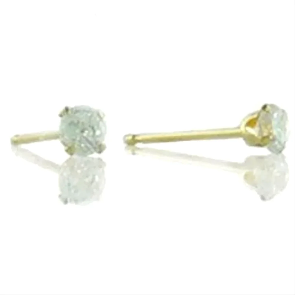 REAL 10kt Yellow Gold Stud Earrings W/ ROUND LAB GROWN DIAMOND